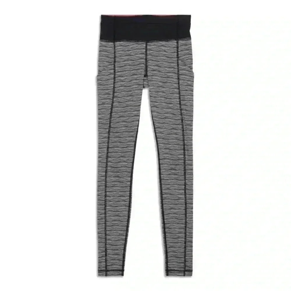 Lululemon Speed Tight II Textured Wave Black Silver size 6 - Picture 3 of 6